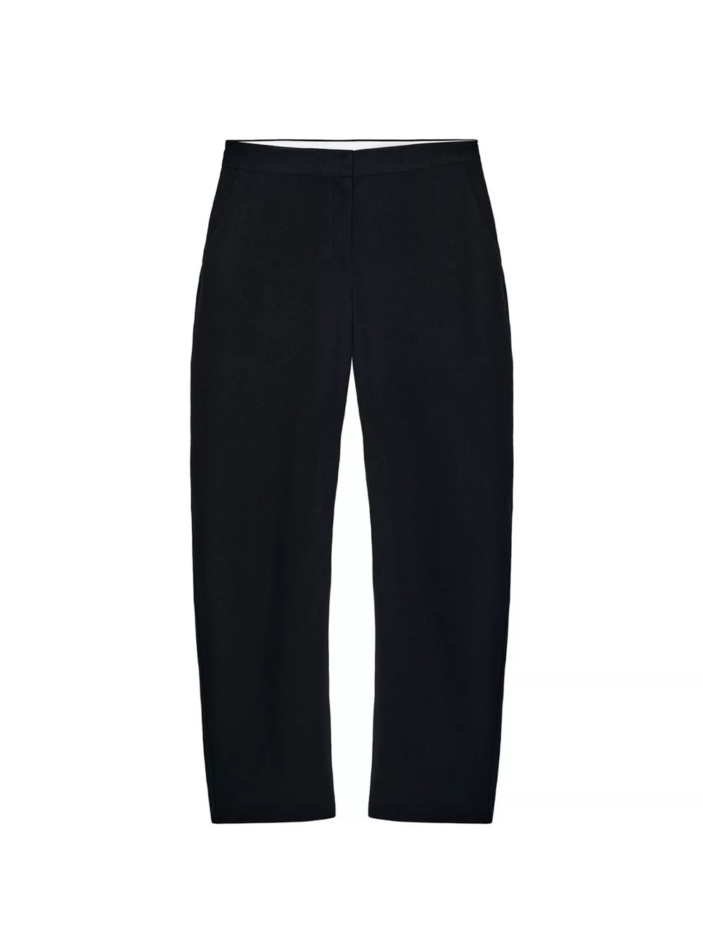 ZARA Women's Wool-Blend Barrel Pants Tailored Office Black S